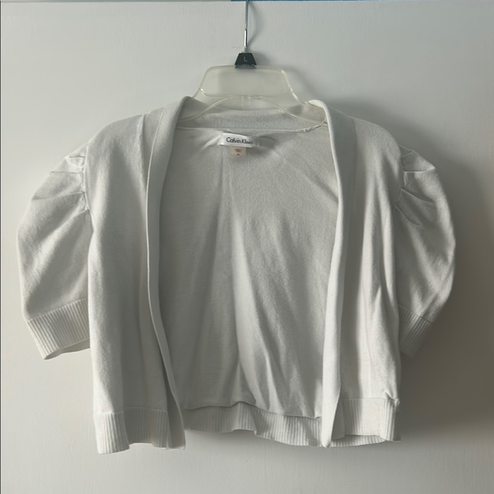 Calvin Klein White Open Cardigan